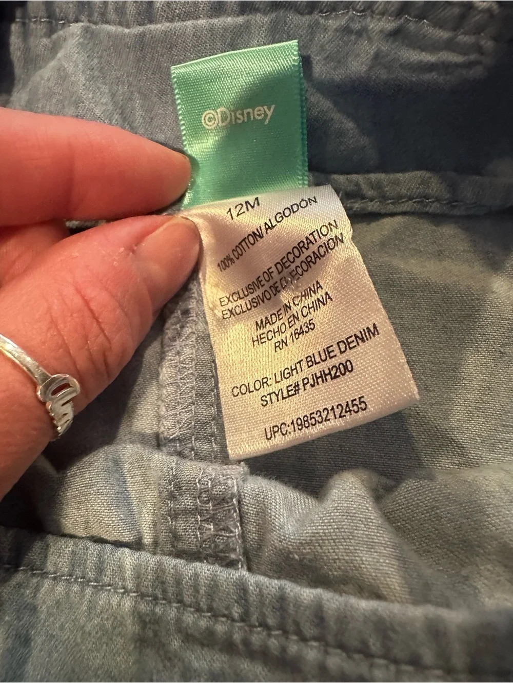 Disney Baby Lilo & Stitch Light Denim Shortalls Size 12 Months